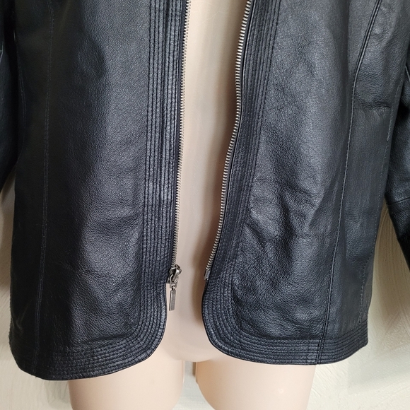 Kim Rogers Black Geniune Leather Zip-Up Jacket Size Women's Small - Picture 4 of 11